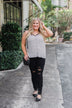 Add A Touch of Lace Striped Tank Top- Black & White