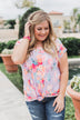 Coral Floral Knot Top- Lilac