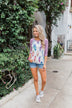 Aztec Feather 3/4 Sleeve Top- Lavender