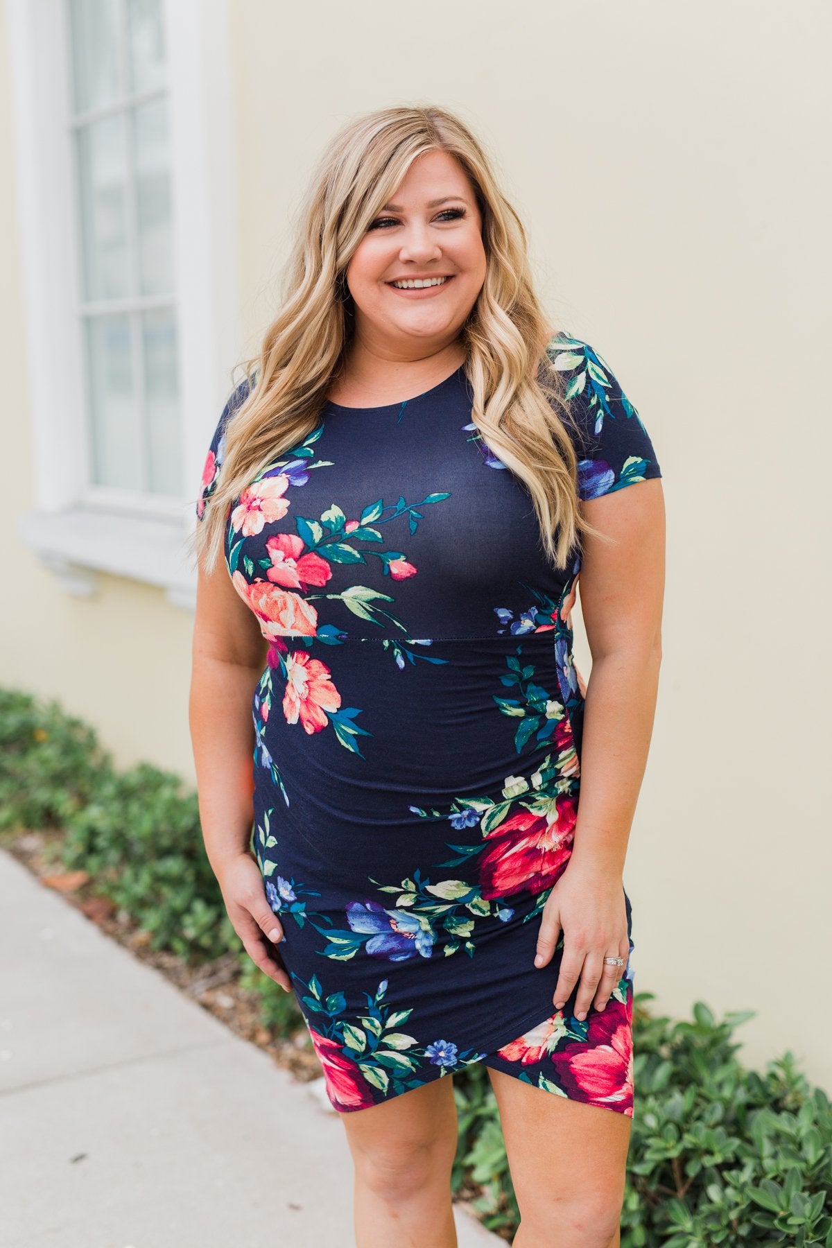 Fairy Tale Ending Floral Dress- Navy Fairy Tale Ending Floral Dress- Navy