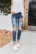 C'est Toi Distressed Ankle Cuff Skinnies- Polly Wash
