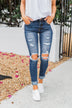 C'est Toi Distressed Ankle Cuff Skinnies- Polly Wash