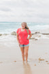 Solid V-Neck Pocket Top- Strawberry Pink