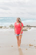Solid V-Neck Pocket Top- Strawberry Pink