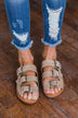 Soda Studded Slip On Sandals- Camel