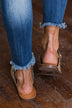 Soda Studded Slip On Sandals- Camel