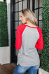 Season Awaits Long Sleeve Raglan Top- Deep Coral