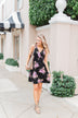 Blooming Beauty Sleeveless Floral Dress- Black