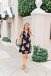 Blooming Beauty Sleeveless Floral Dress- Black