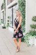 Blooming Beauty Sleeveless Floral Dress- Black