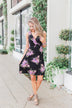 Blooming Beauty Sleeveless Floral Dress- Black