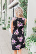 Blooming Beauty Sleeveless Floral Dress- Black
