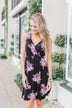 Blooming Beauty Sleeveless Floral Dress- Black