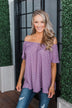 In The Spot Light Polka Dot Top- Dusty Purple
