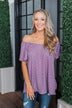 In The Spot Light Polka Dot Top- Dusty Purple