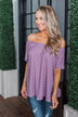 In The Spot Light Polka Dot Top- Dusty Purple
