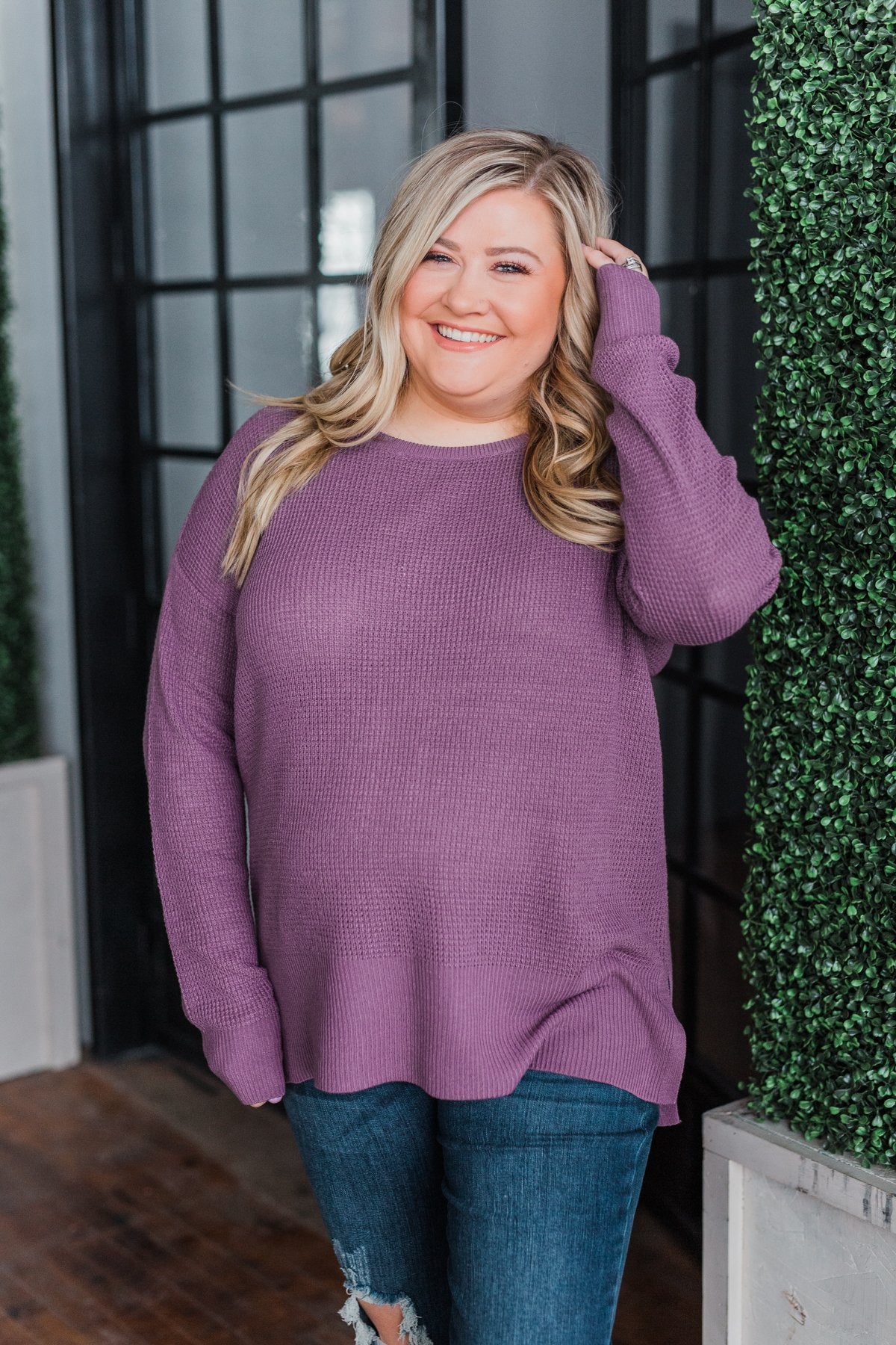 Dream About Us Knit Sweater- Deep Purple