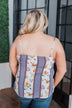 Flirty and Fun Keyhole Tank Top- Ivory & Dusty Blue