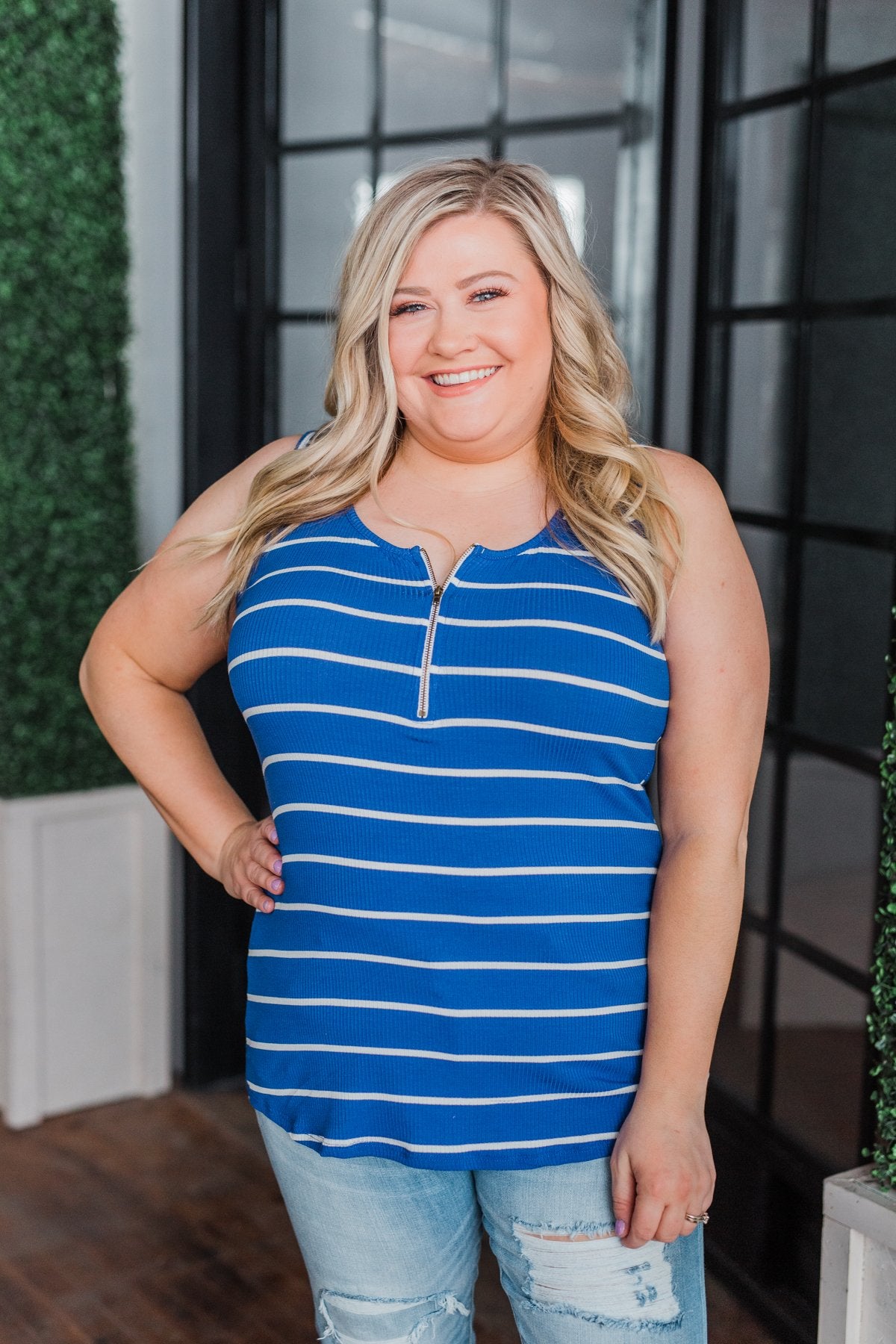 Zipper Tank Top- Royal Blue