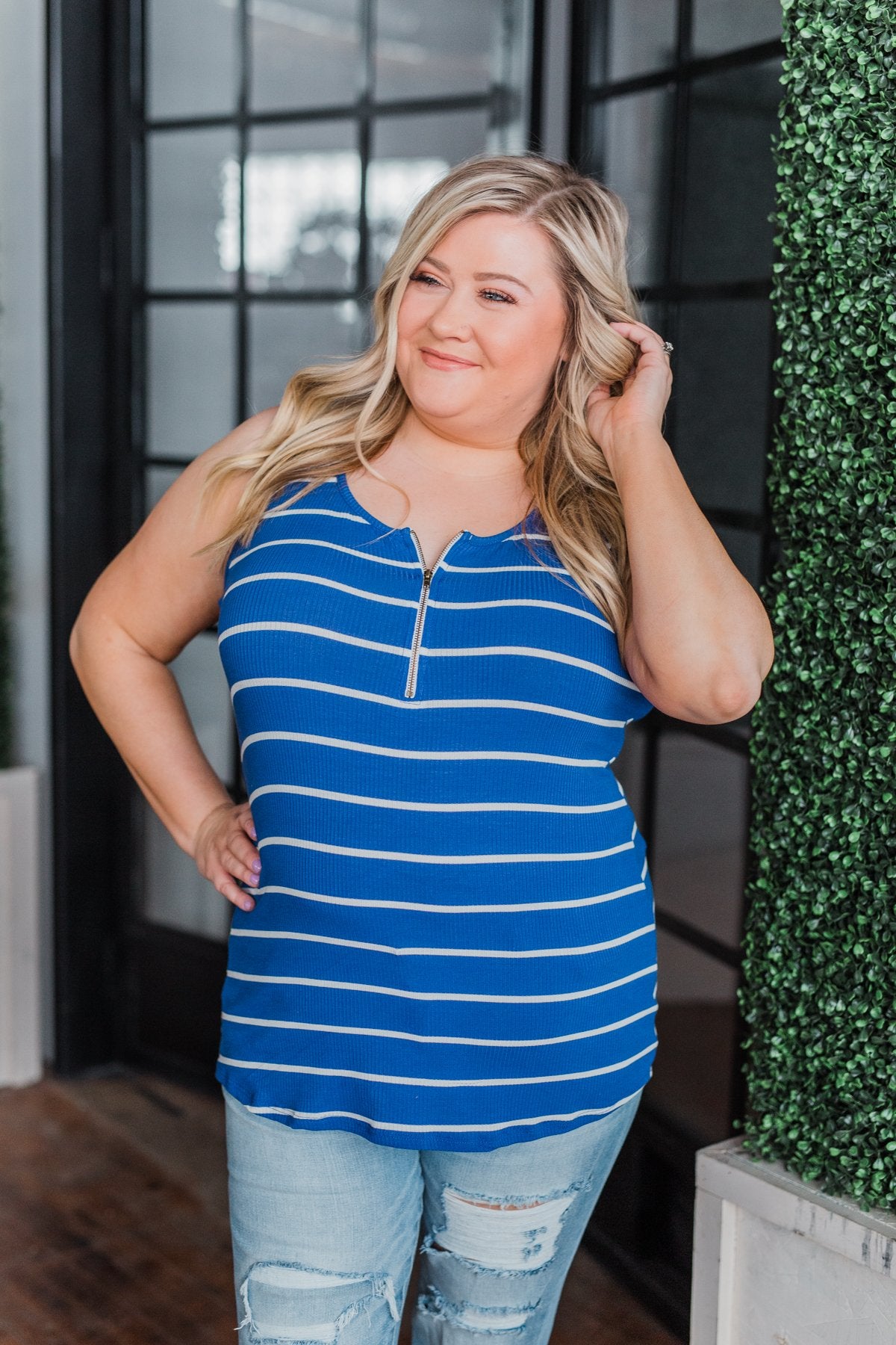 Zipper Tank Top- Royal Blue
