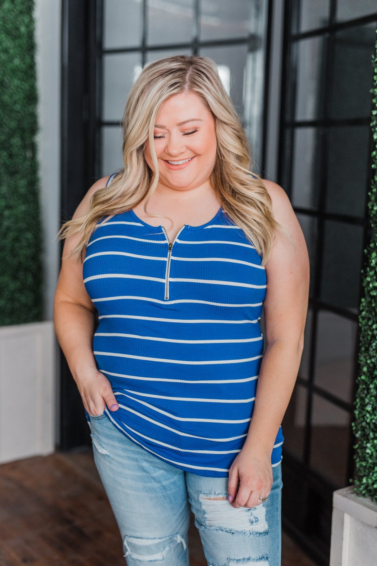Zipper Tank Top- Royal Blue