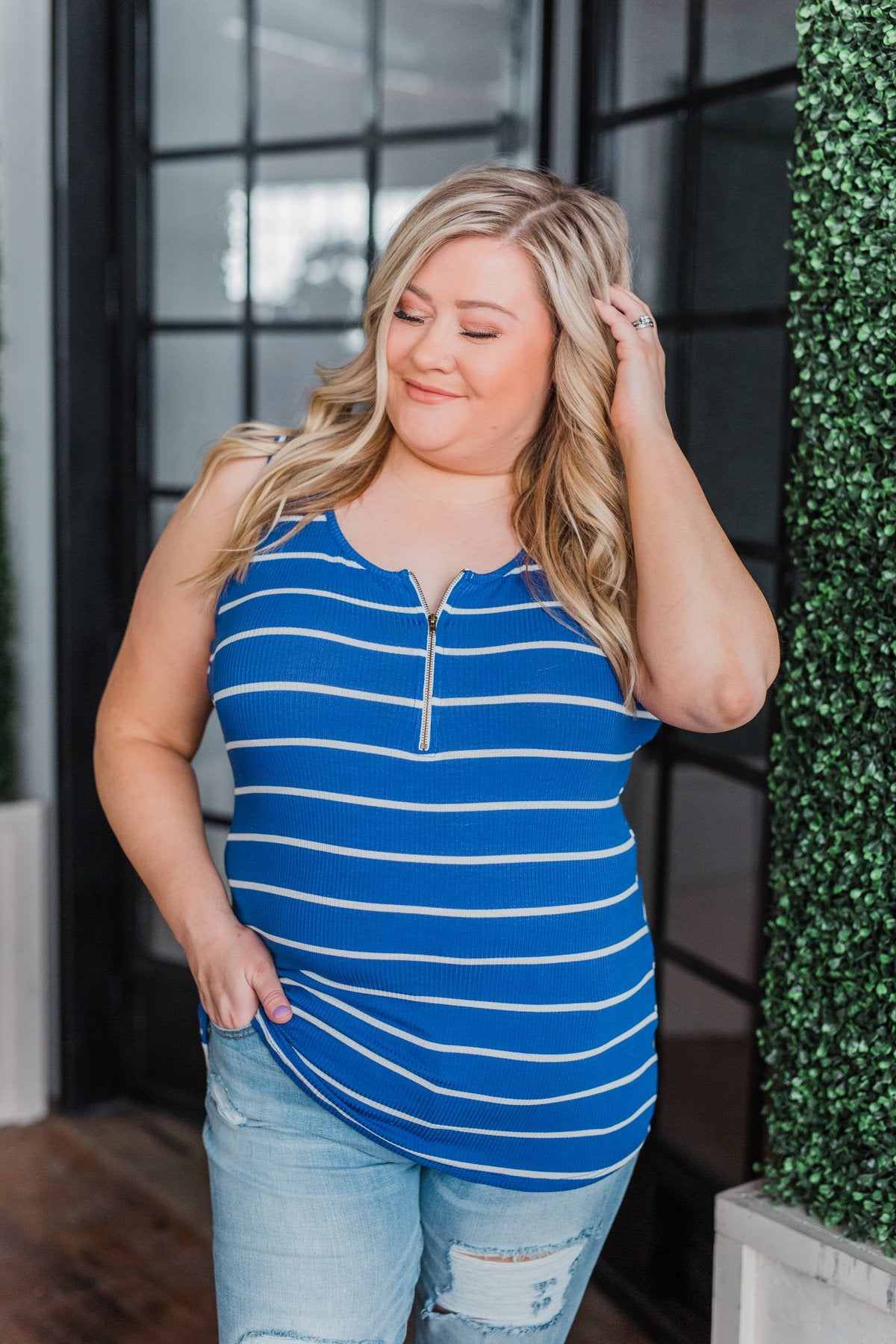 Zipper Tank Top- Royal Blue
