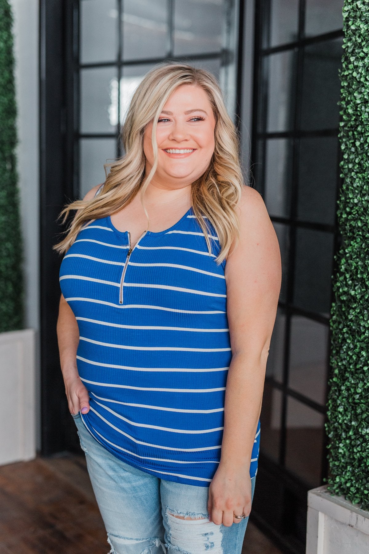 Zipper Tank Top- Royal Blue