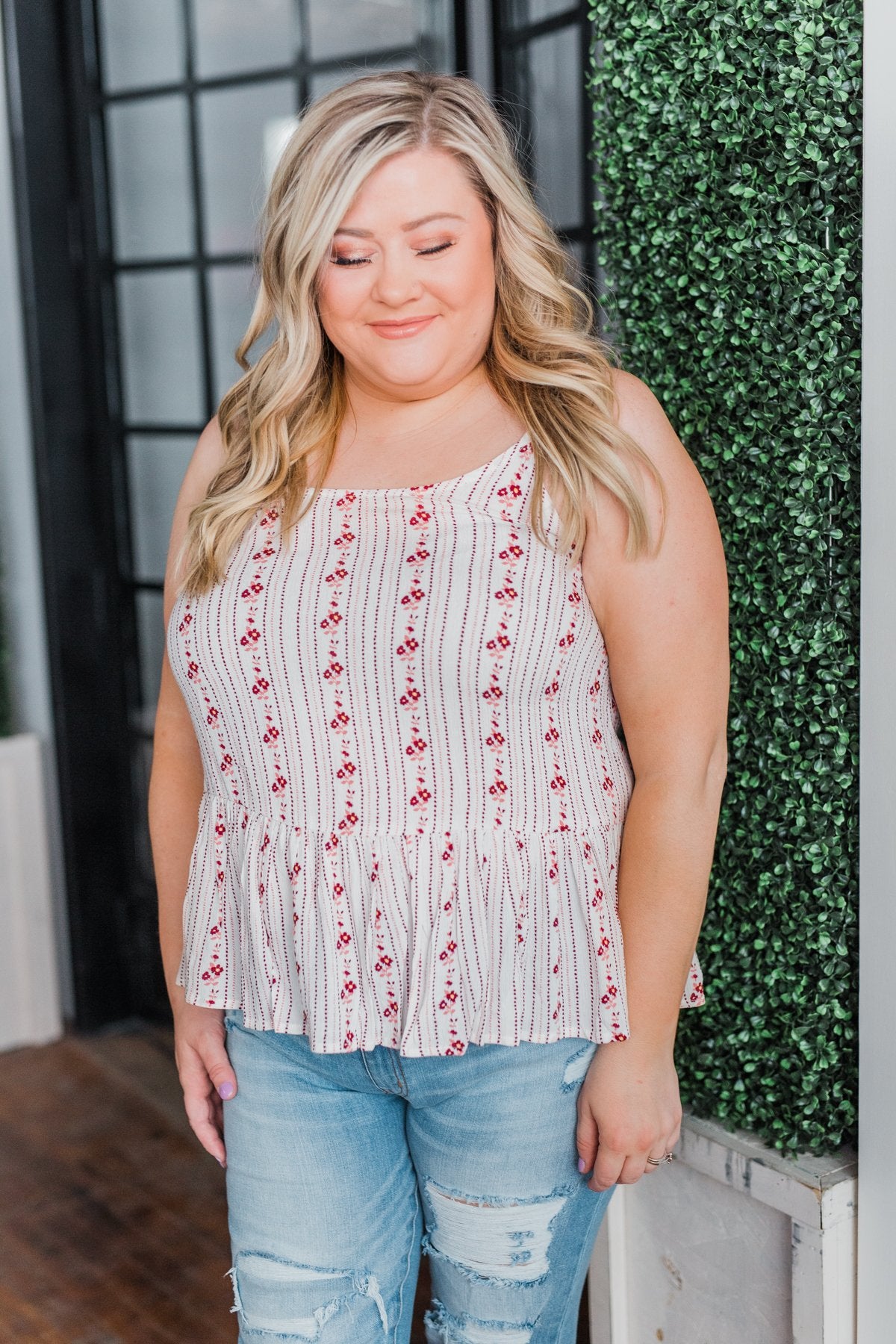 Better Together Floral Babydoll Tank Top- Ivory
