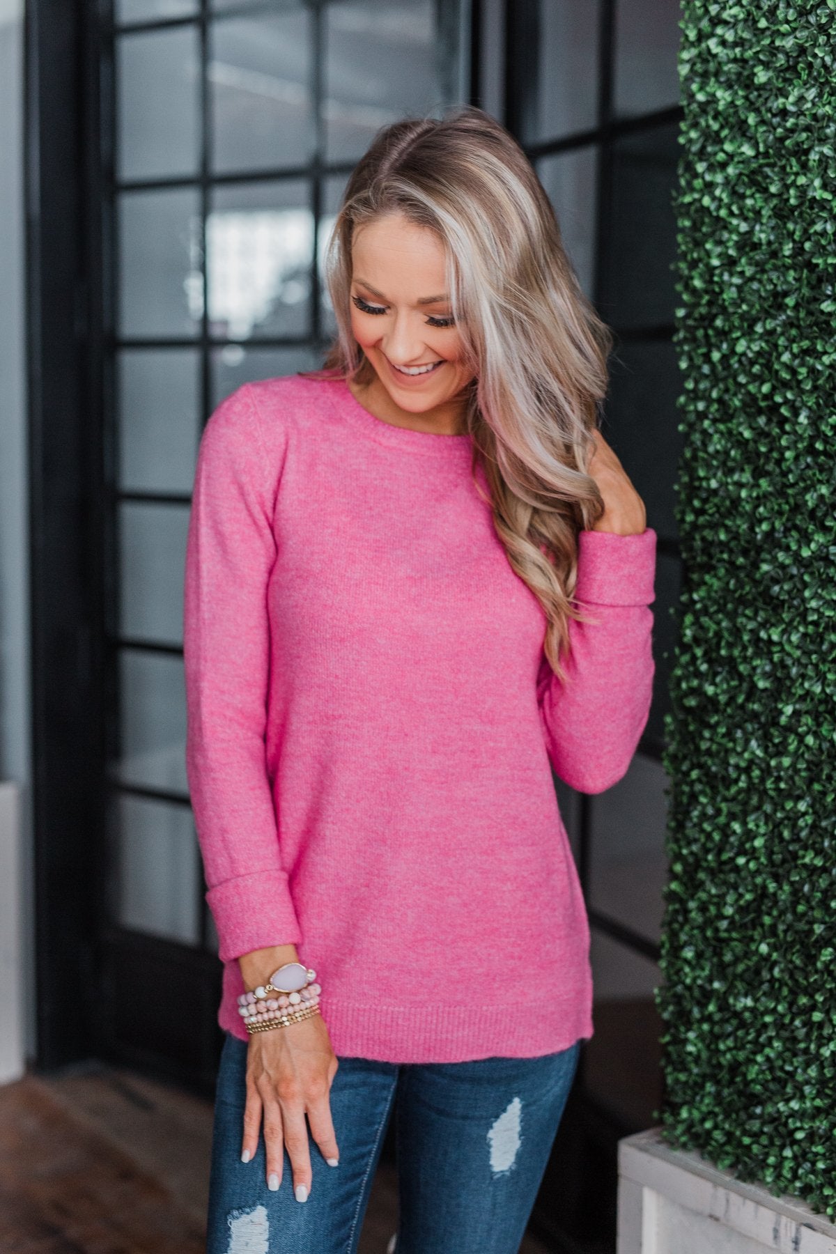 Make A Wish Knit Sweater- Bubblegum Pink