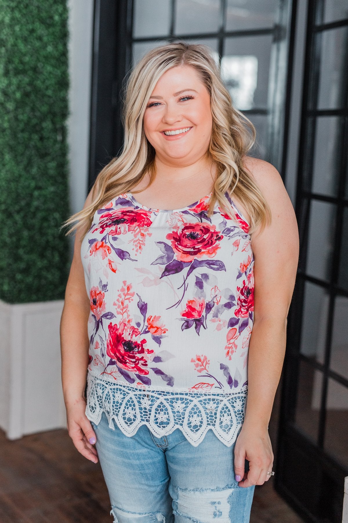 If You Were With Me Floral Tank Top- Ivory