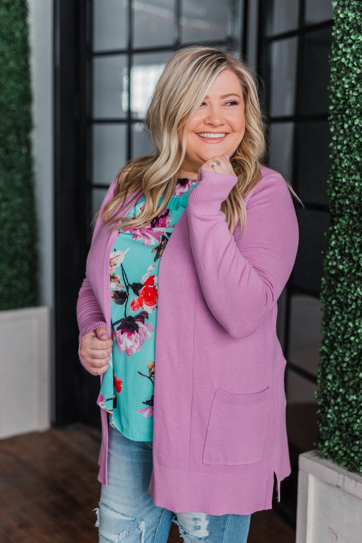 Time To Be Alive Drape Cardigan- Orchid