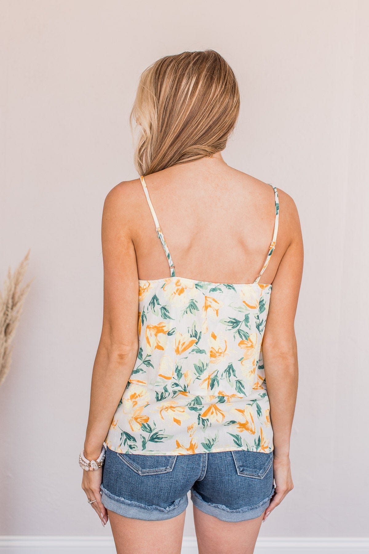 Delightful Daffodils Floral Tank- Ivory