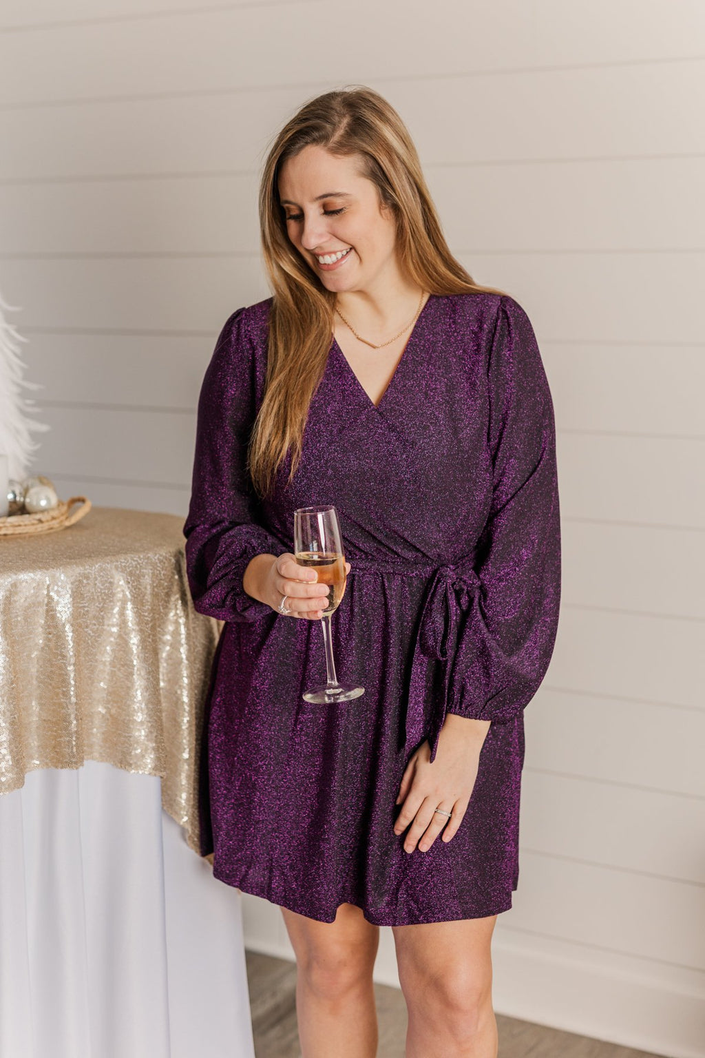 One Last Dance Long Sleeve Dress- Magenta One Last Dance Long Sleeve Dress- Magenta