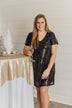 Chateau Dreams V-Neck Sequin Dress- Black