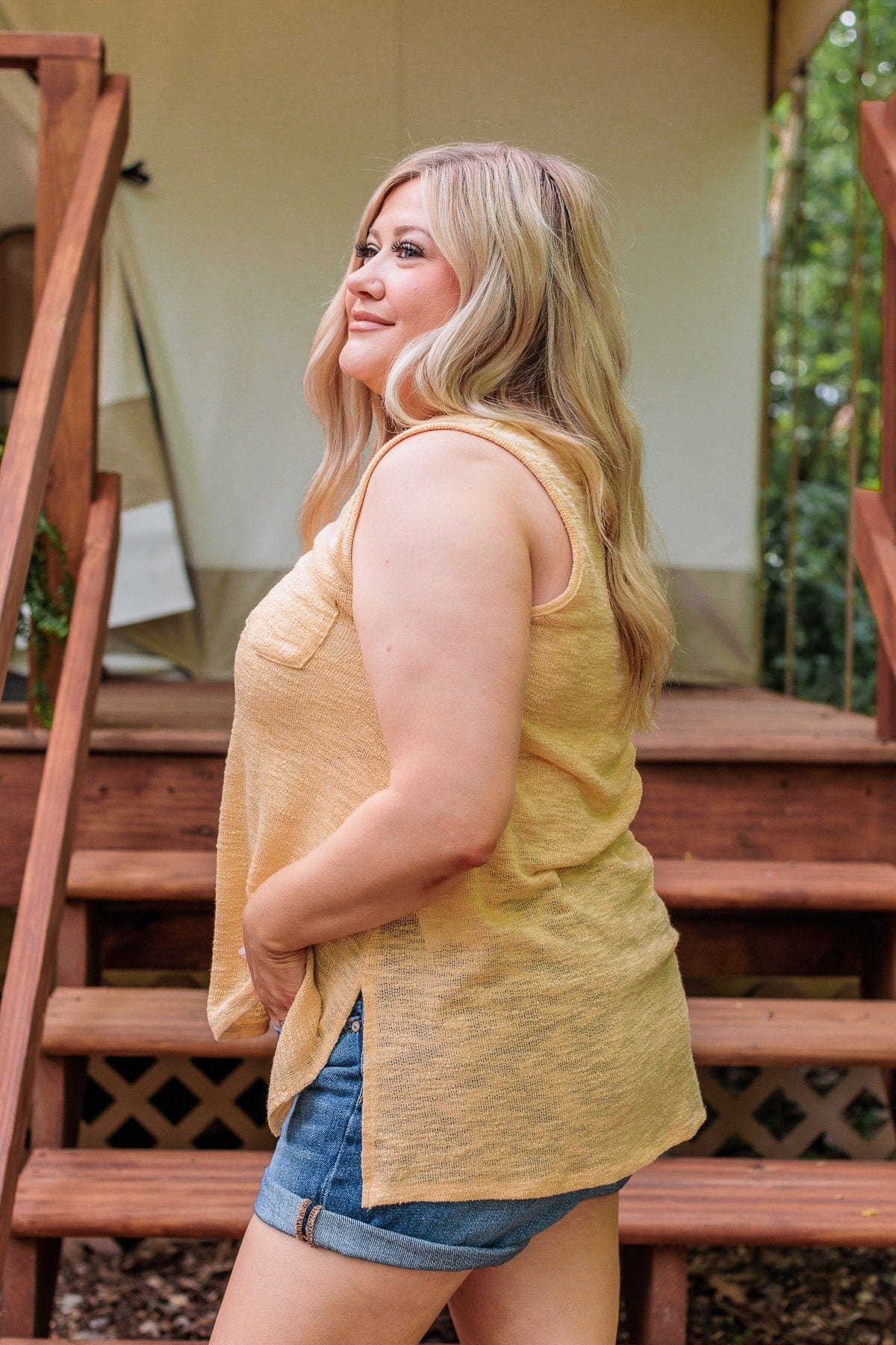 Live For The Sunshine Knit Tank Top- Yellow