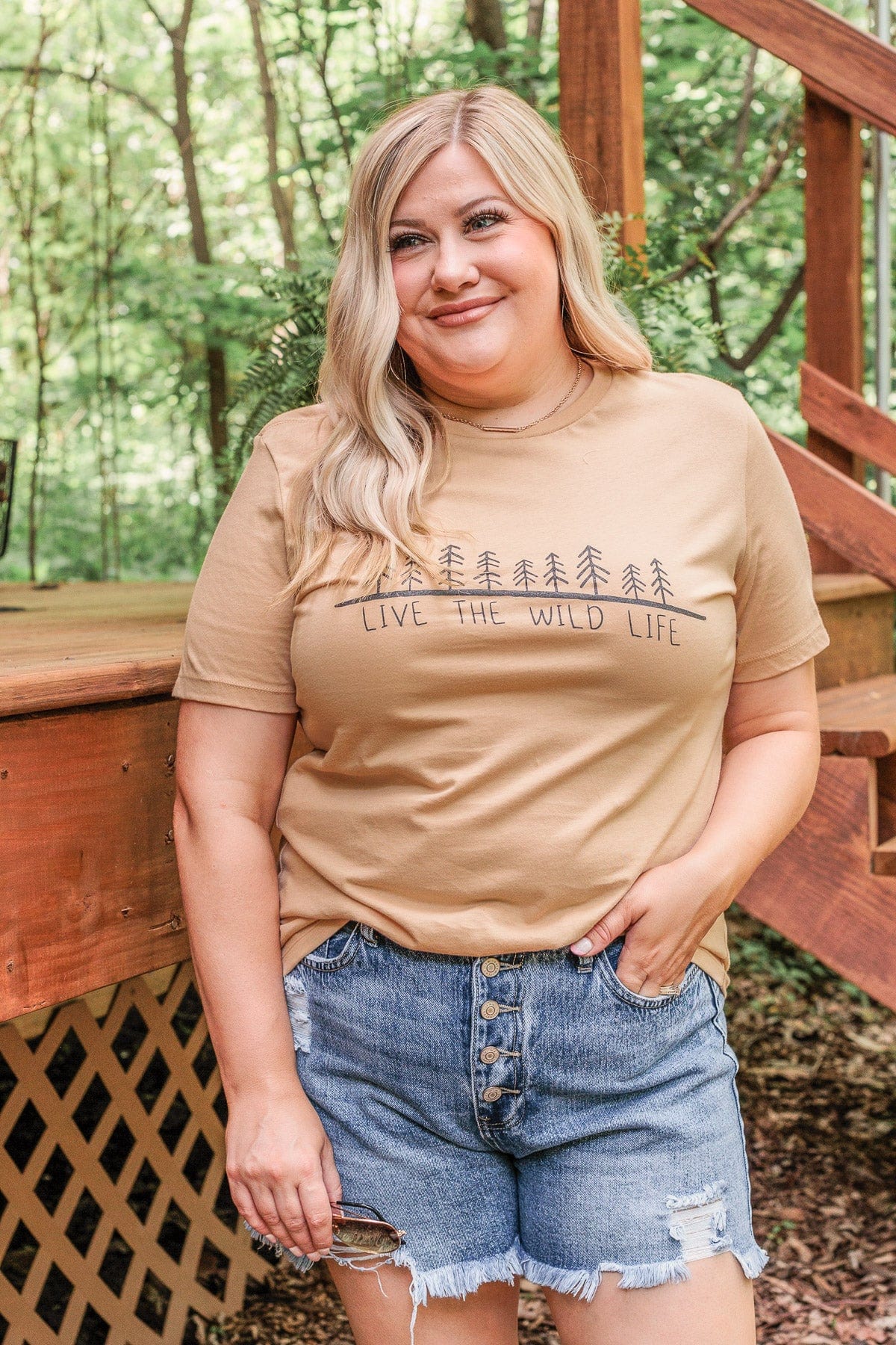 "Live The Wild Life" Graphic Tee- Beige