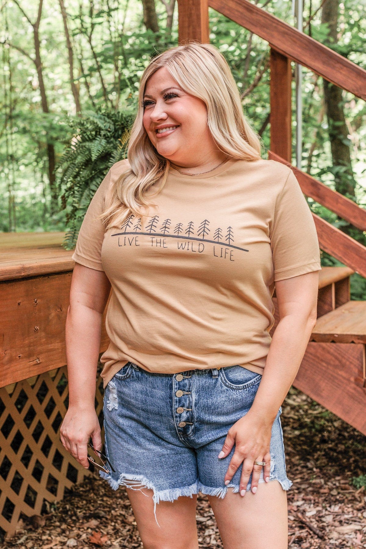 "Live The Wild Life" Graphic Tee- Beige