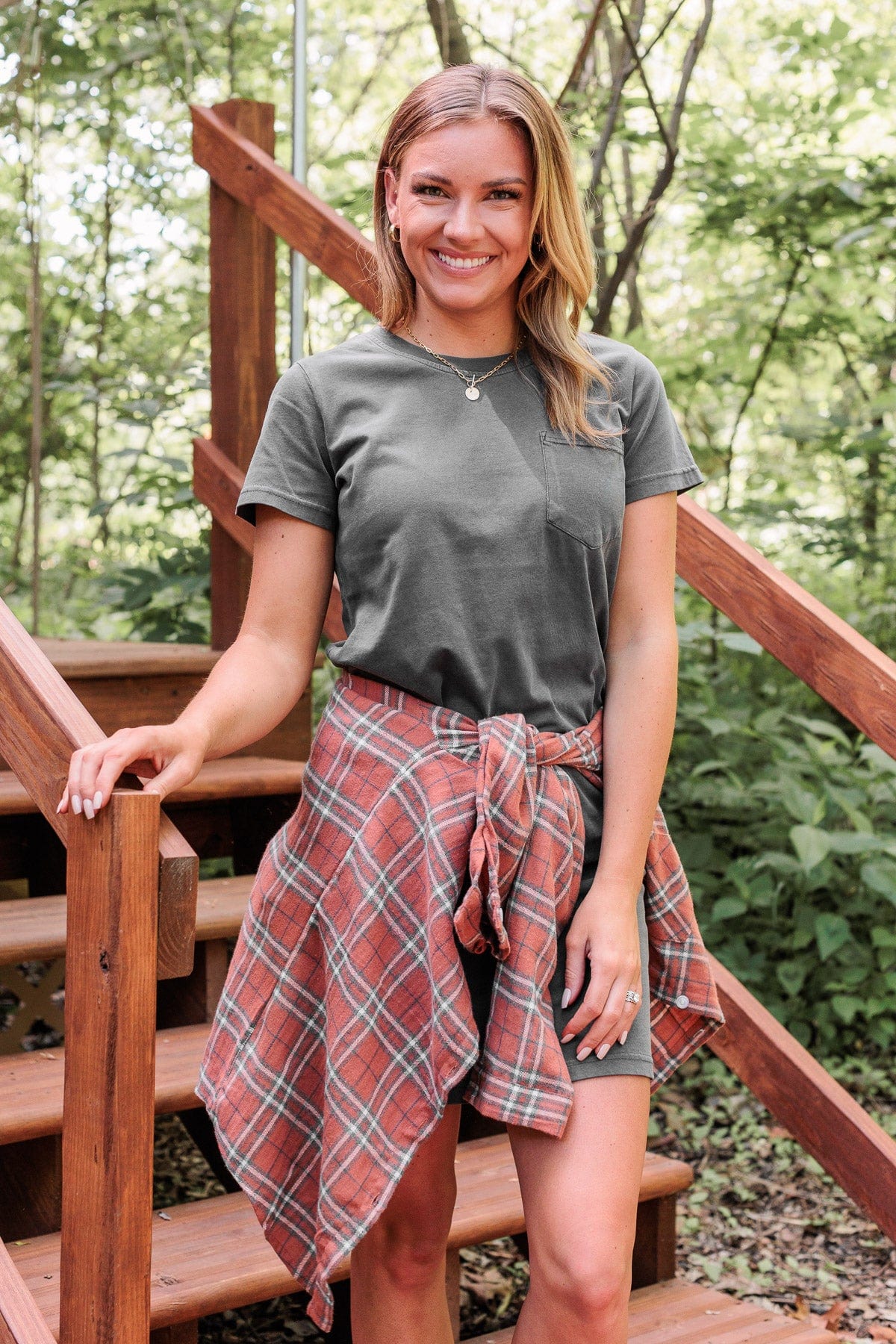 Thread & Supply Rise With The Sun T-Shirt Dress- Charcoal