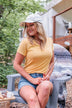 Something To Cling To V-Neck Top- Yellow