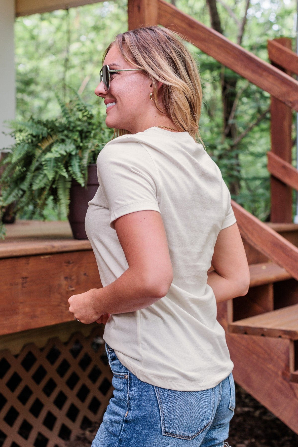 "Camp More, Worry Less" Graphic Tee- Cream