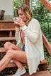 Campfire Cozy Waffle Knit Button Top- Cream