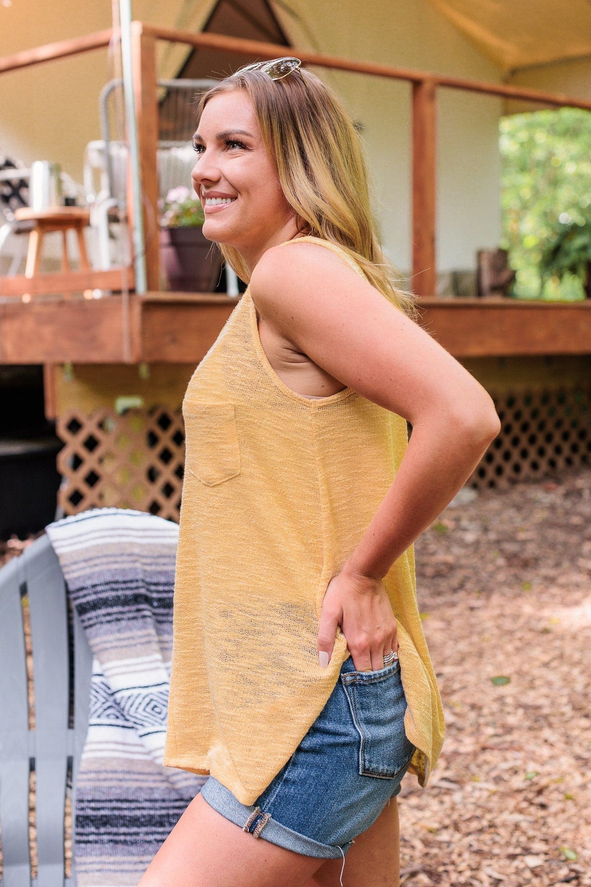 Live For The Sunshine Knit Tank Top- Yellow