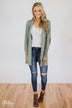 As Long As You Need Elbow Patch Cardigan- Soft Sage