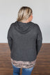 Keep It Real Lightweight Knit Hoodie- Charcoal & Camo