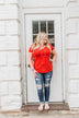 Meet Me Here Short Sleeve Top- Scarlet Red