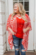 Radiant in Red Short Sleeve Kimono- Ivory