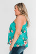 Tropical Crochet Halter Tank Top- Teal