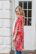 Radiant in Red Short Sleeve Kimono- Ivory