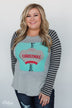Merry Christmas Striped Long Sleeve Top