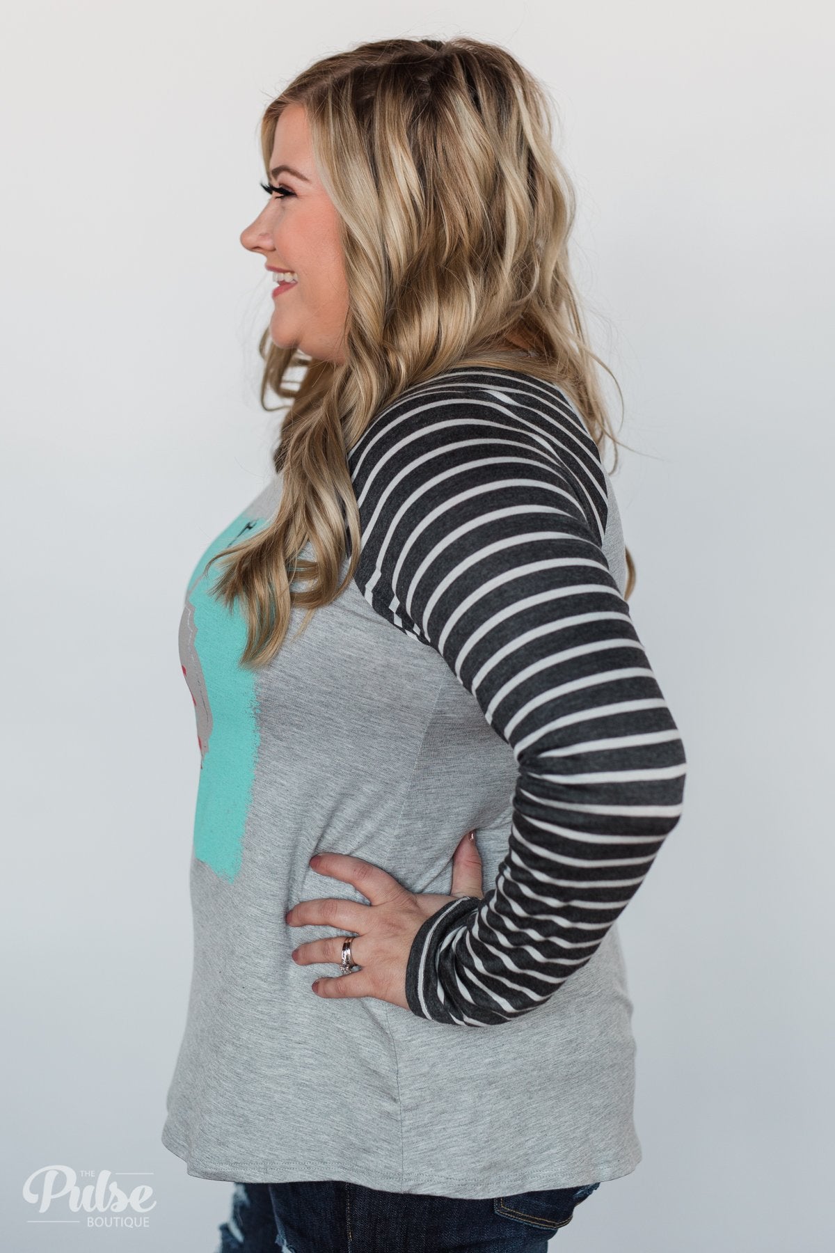 Merry Christmas Striped Long Sleeve Top